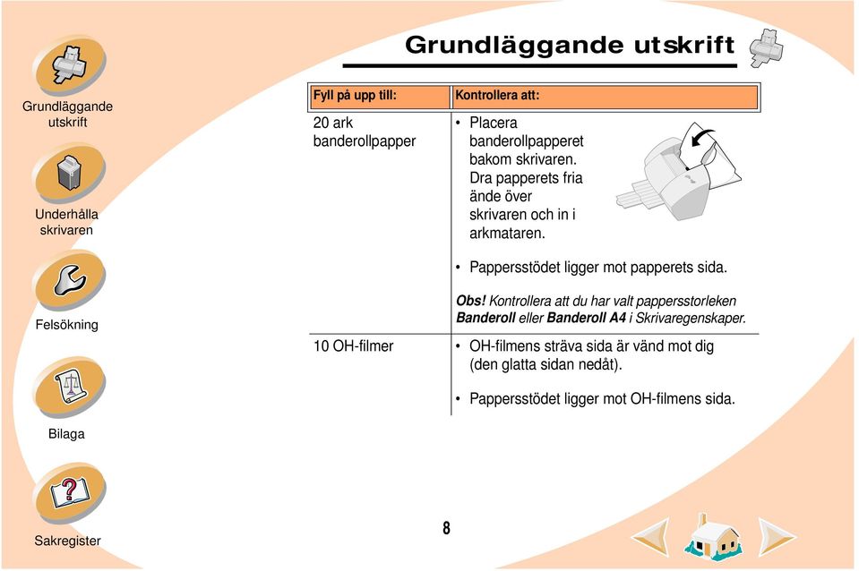 Kontrollera att du har valt pappersstorleken Banderoll eller Banderoll A4 i Skrivaregenskaper.