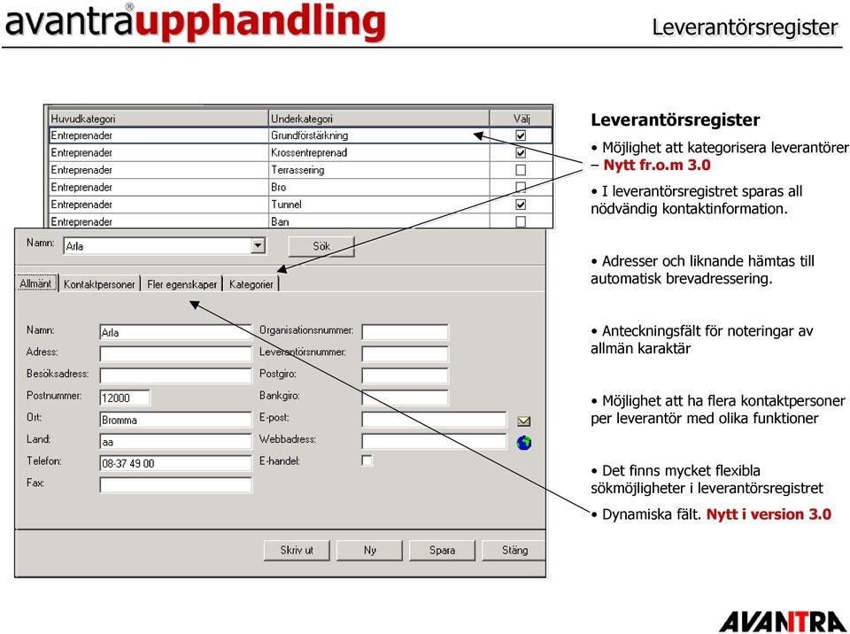 Adresser och liknande hämtas till automatisk brevadressering.