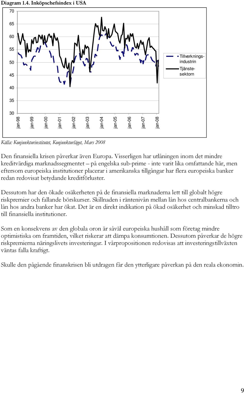 Konjunkturläget, Mars 2008 Den finansiella krisen påverkar även Europa.