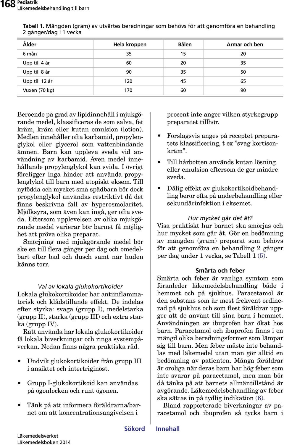 35 50 Upp till 12 år 120 45 65 Vuxen (70 kg) 170 60 90 Beroende på grad av lipidinnehåll i mjukgörande medel, klassificeras de som salva, fet kräm, kräm eller kutan emulsion (lotion).