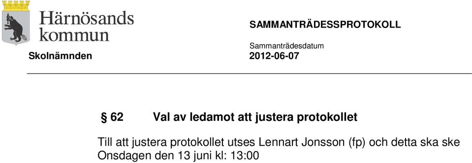 protokollet utses Lennart Jonsson