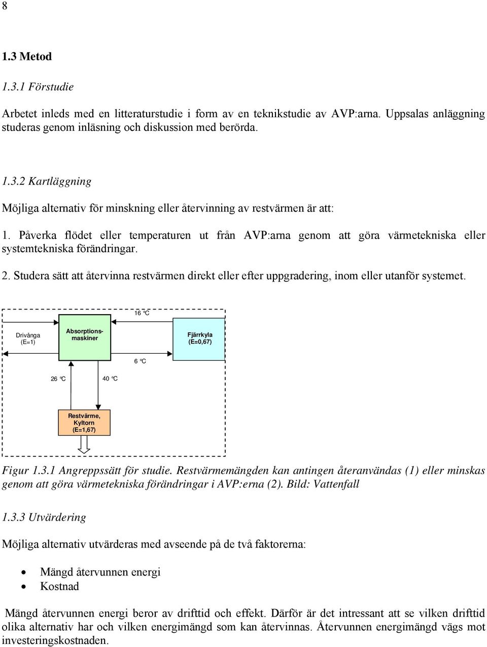 Studera sätt att återvinna restvärmen direkt eller efter uppgradering, inom eller utanför systemet.