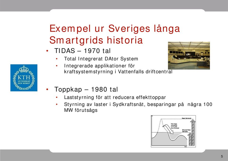 Vattenfalls driftcentral Toppkap 1980 tal Laststyrning för att reducera