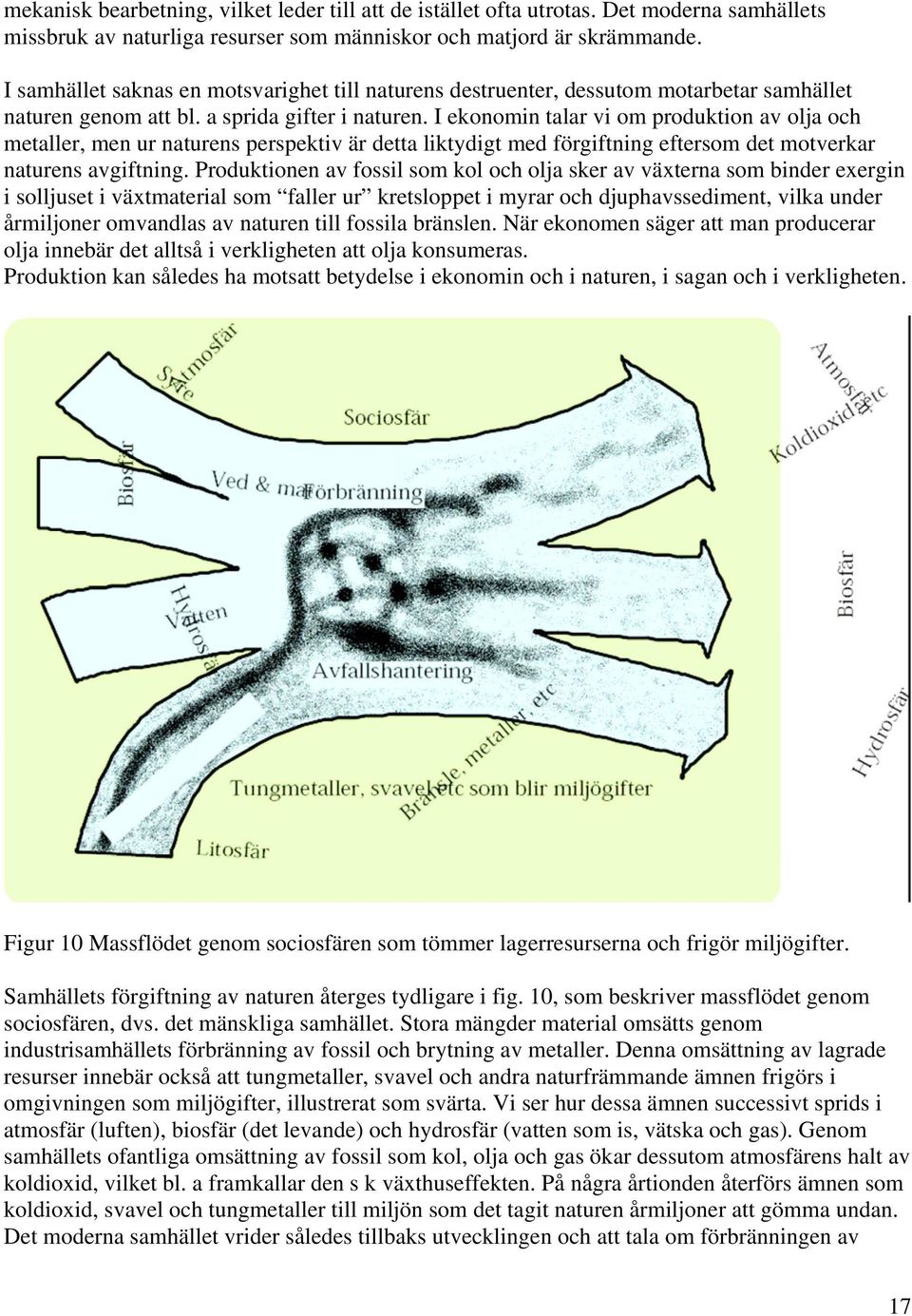 I ekonomin talar vi om produktion av olja och metaller, men ur naturens perspektiv är detta liktydigt med förgiftning eftersom det motverkar naturens avgiftning.
