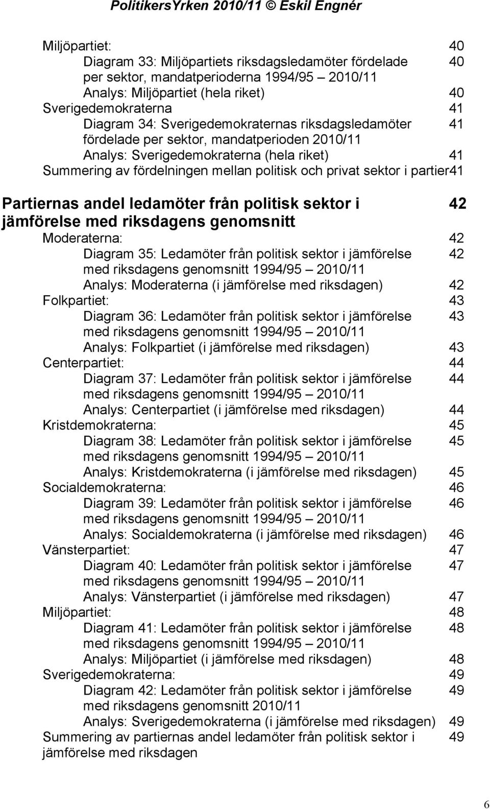 partier41 Partiernas andel ledamöter från politisk sektor i 42 jämförelse med riksdagens genomsnitt Moderaterna: 42 Diagram 35: Ledamöter från politisk sektor i jämförelse 42 med riksdagens