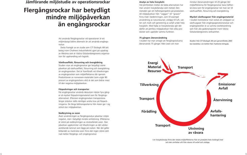 All miljöpåverkan från vaggan till graven finns med i bedömningen, som till exempel användning av naturresurser, utsläpp till luft, vatten och mark och generering av avfall under hela livscykeln.