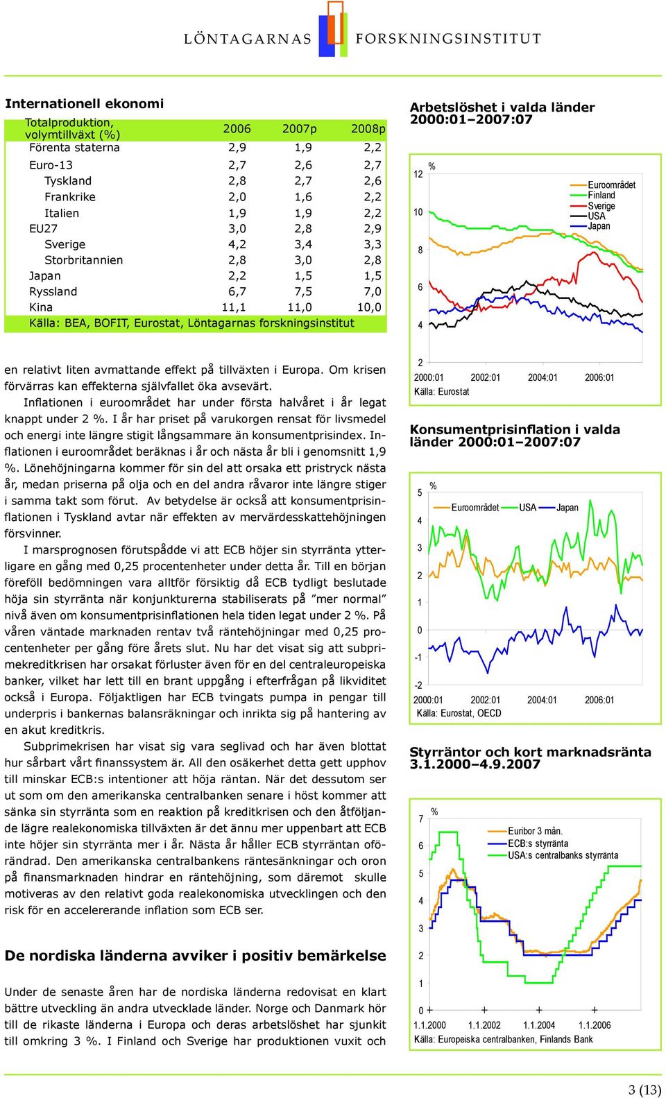 relativt liten avmattande effekt på tillväxten i Europa. Om krisen förvärras kan effekterna självfallet öka avsevärt. Inflationen i euroområdet har under första halvåret i år legat knappt under.