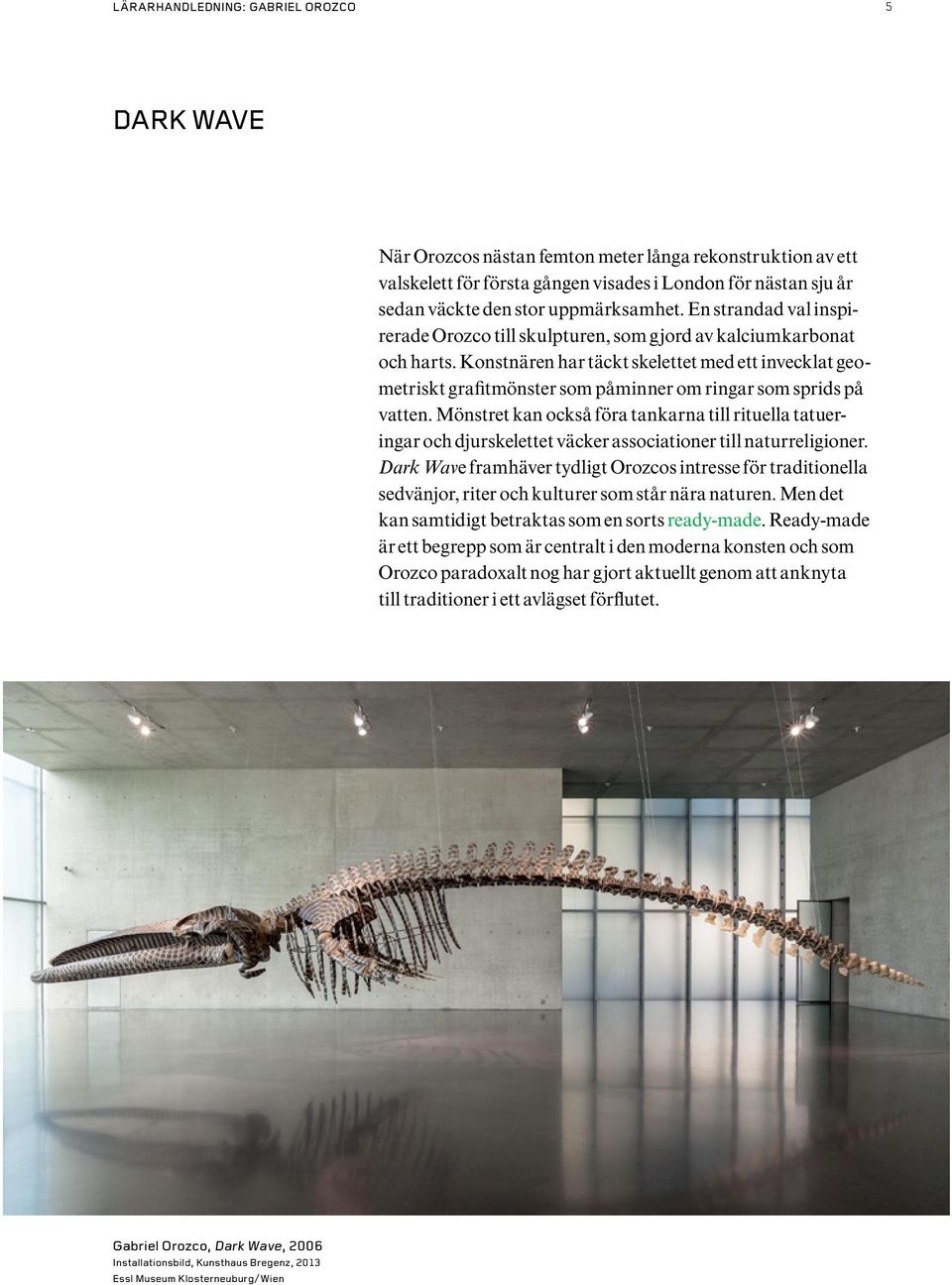 Konstnären har täckt skelettet med ett invecklat geometriskt grafitmönster som påminner om ringar som sprids på vatten.