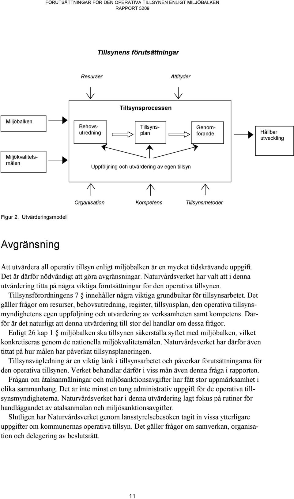 Det är därför nödvändigt att göra avgränsningar. Naturvårdsverket har valt att i denna utvärdering titta på några viktiga förutsättningar för den operativa tillsynen.