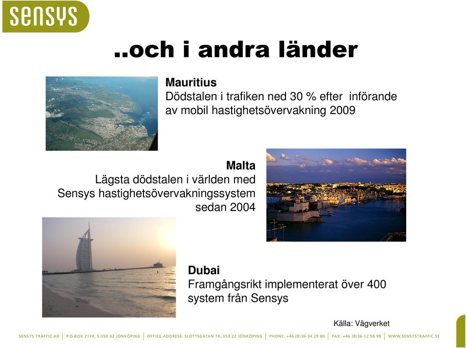 i världen med Sensys hastighetsövervakningssystem sedan 2004 Dubai