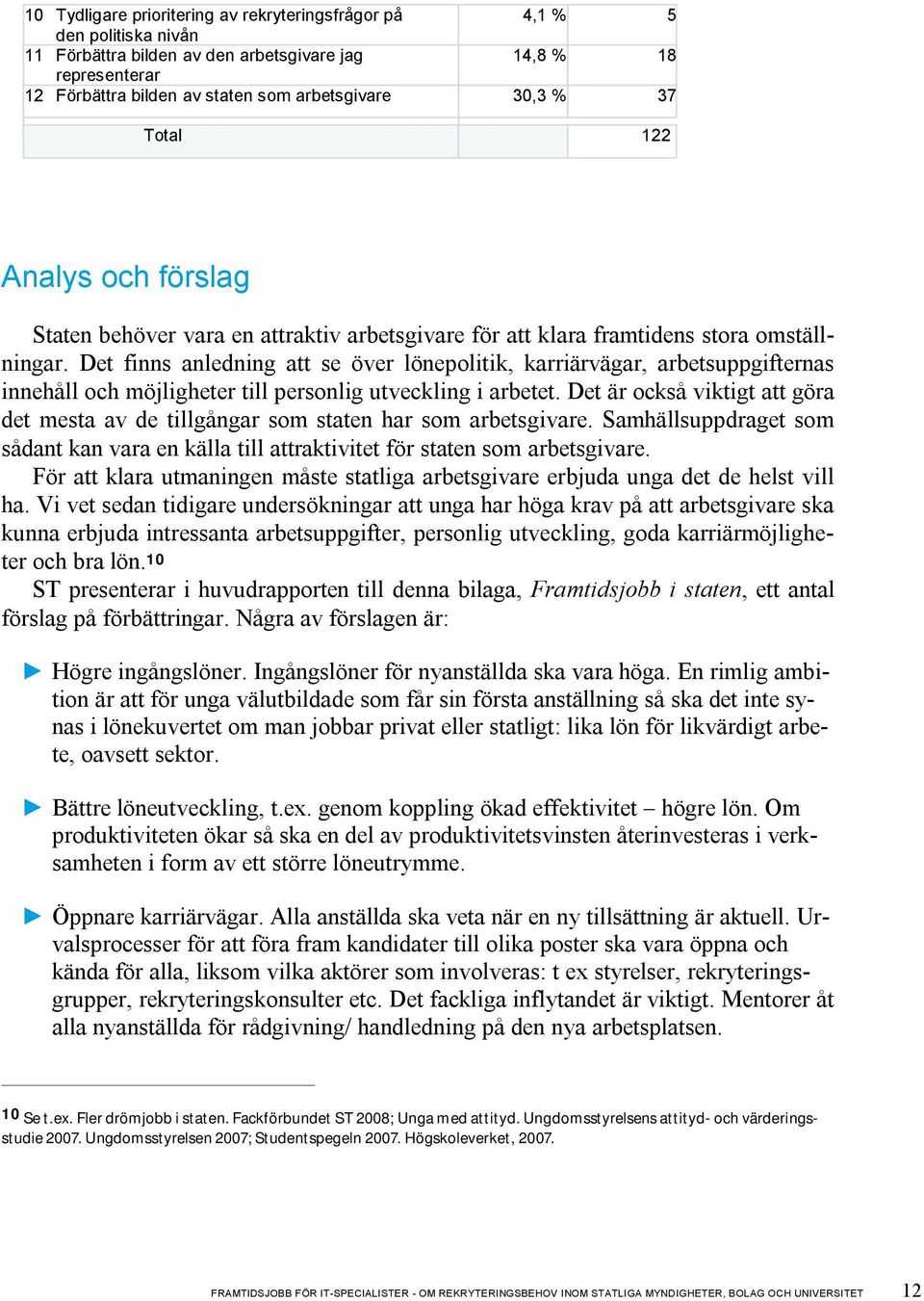 Det finns anledning att se över lönepolitik, karriärvägar, arbetsuppgifternas innehåll och möjligheter till personlig utveckling i arbetet.