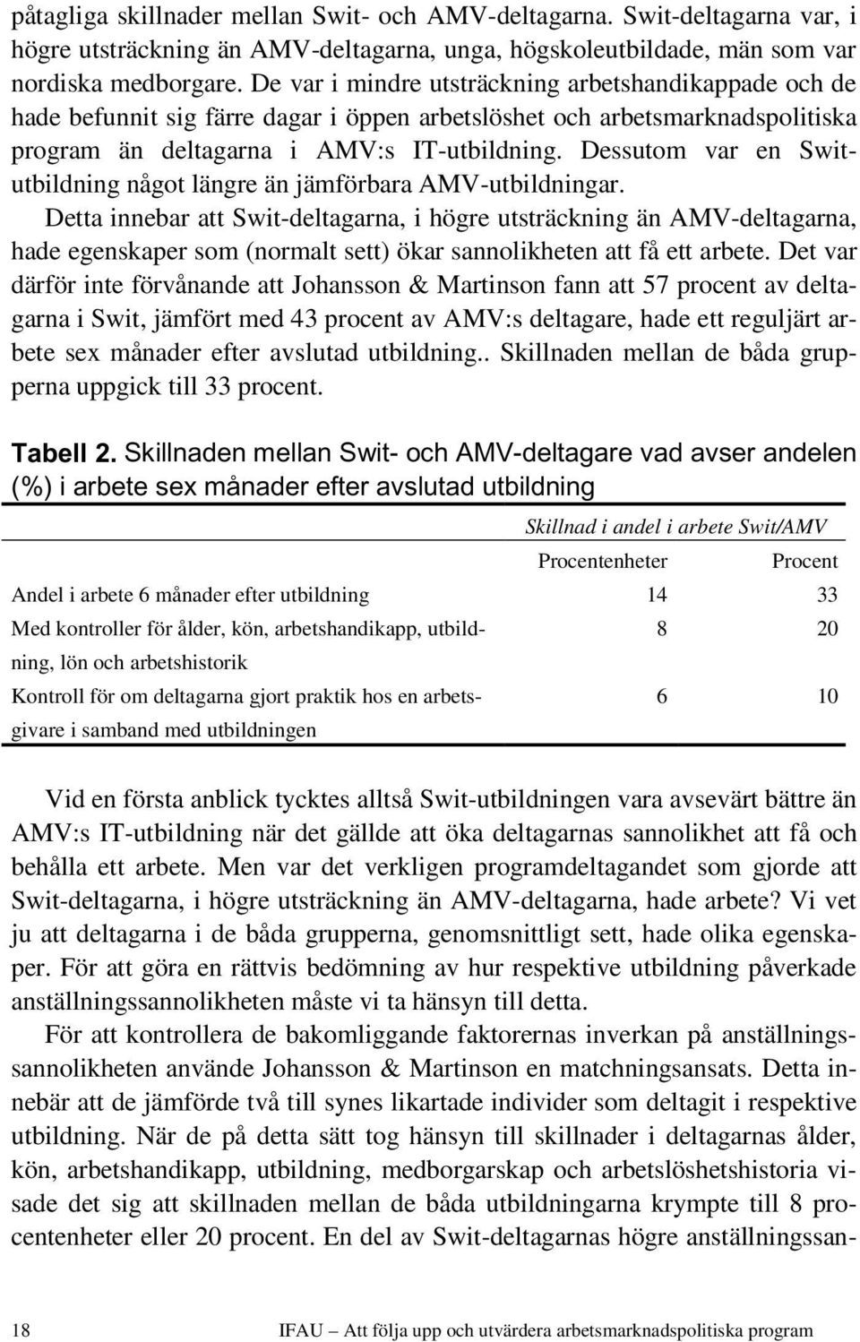Dessutom var en Switutbildning något längre än jämförbara AMV-utbildningar.