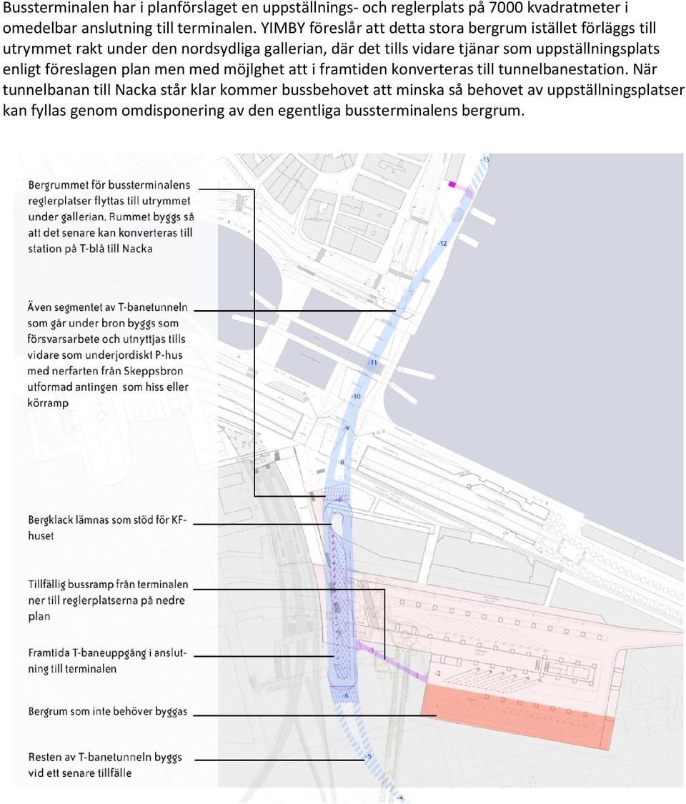 som uppställningsplats enligt föreslagen plan men med möjlghet att i framtiden konverteras till tunnelbanestation.