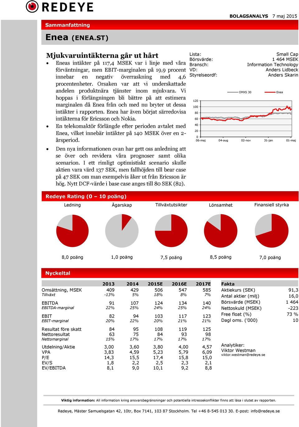 Orsaken var att vi underskattade andelen produktnära tjänster inom mjukvara. Vi hoppas i förlängningen bli bättre på att estimera marginalen då från och med nu bryter ut dessa intäkter i rapporten.