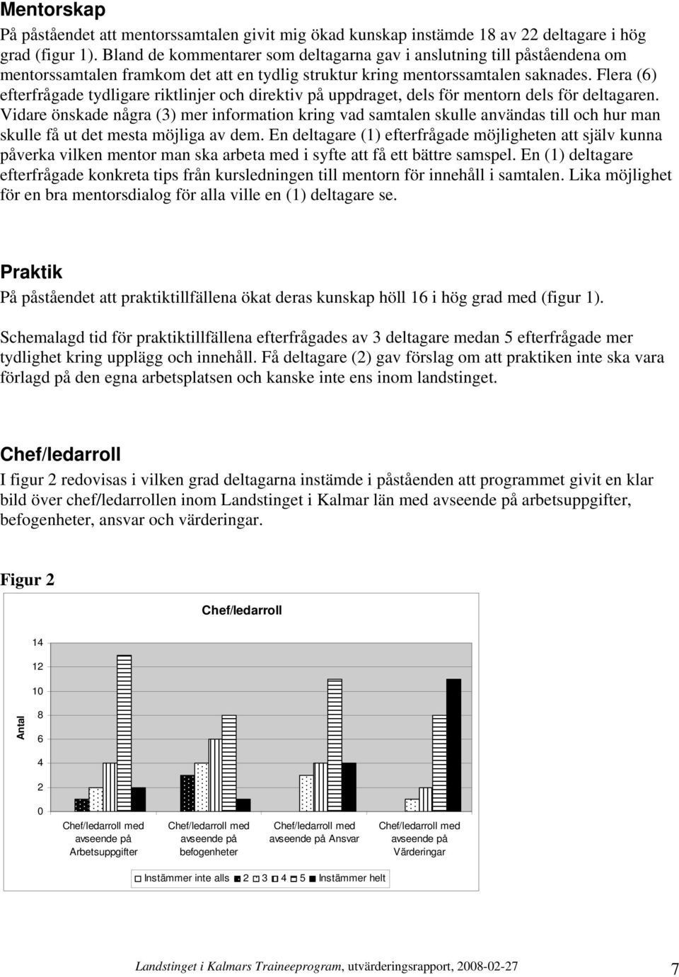 Flera (6) efterfrågade tydligare riktlinjer och direktiv på uppdraget, dels för mentorn dels för deltagaren.