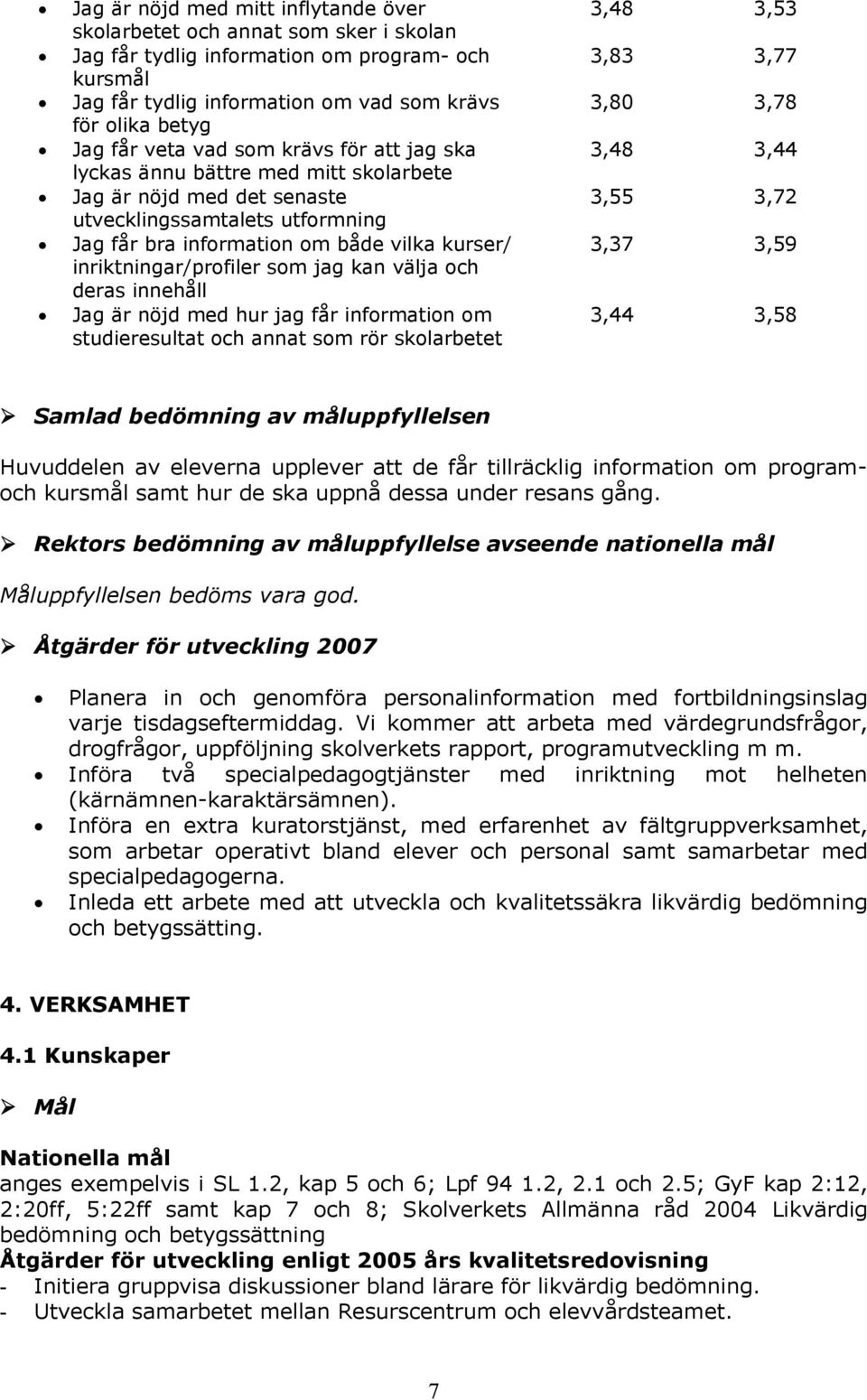 inriktningar/profiler som jag kan välja och deras innehåll Jag är nöjd med hur jag får information om studieresultat och annat som rör skolarbetet 3,48 3,53 3,83 3,77 3,80 3,78 3,48 3,44 3,55 3,72