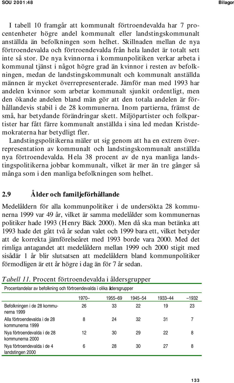 De nya kvinnorna i kommunpolitiken verkar arbeta i kommunal tjänst i något högre grad än kvinnor i resten av befolkningen, medan de landstingskommunalt och kommunalt anställda männen är mycket