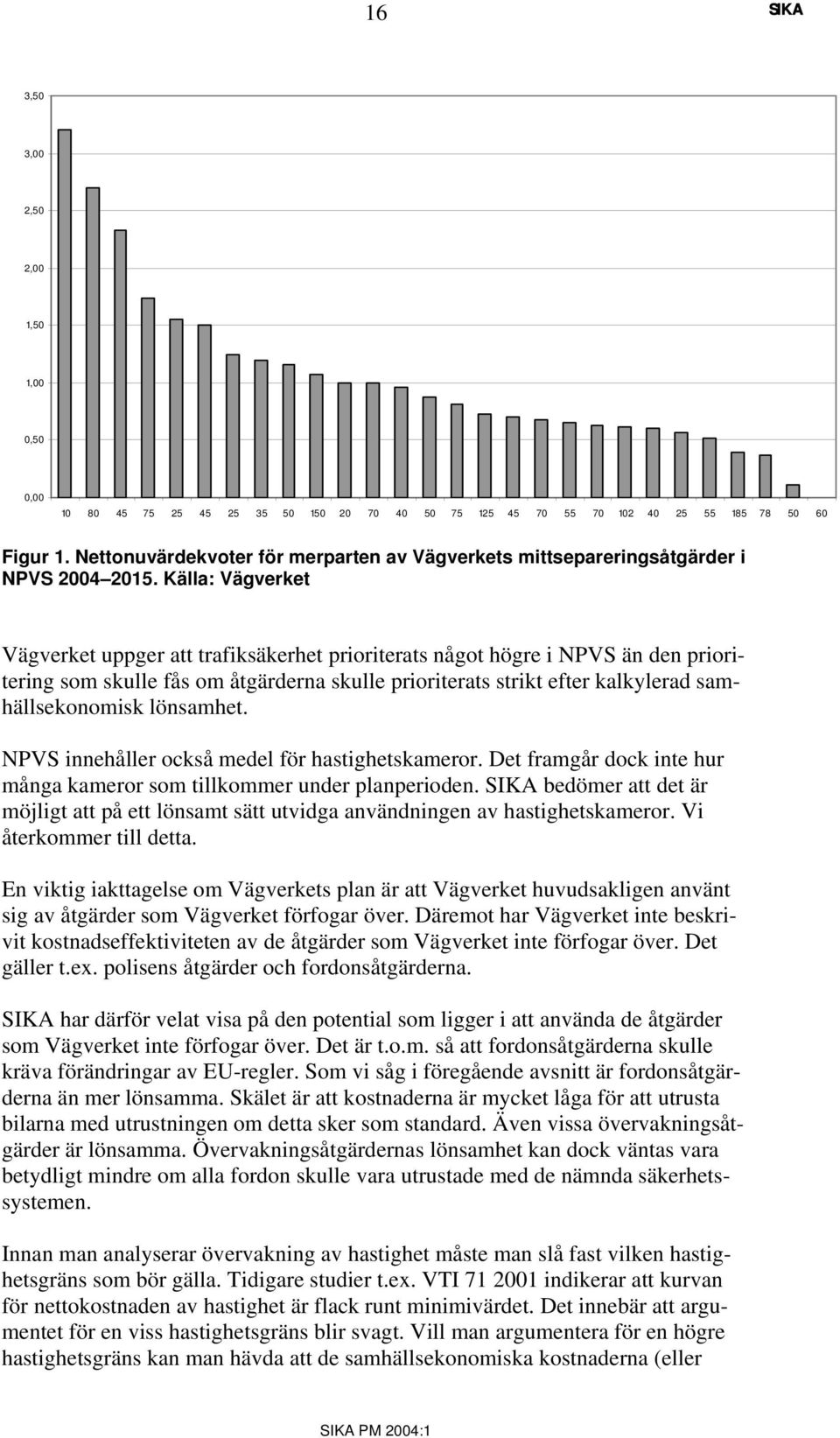 Källa: Vägverket Vägverket uppger att trafiksäkerhet prioriterats något högre i NPVS än den prioritering som skulle fås om åtgärderna skulle prioriterats strikt efter kalkylerad samhällsekonomisk