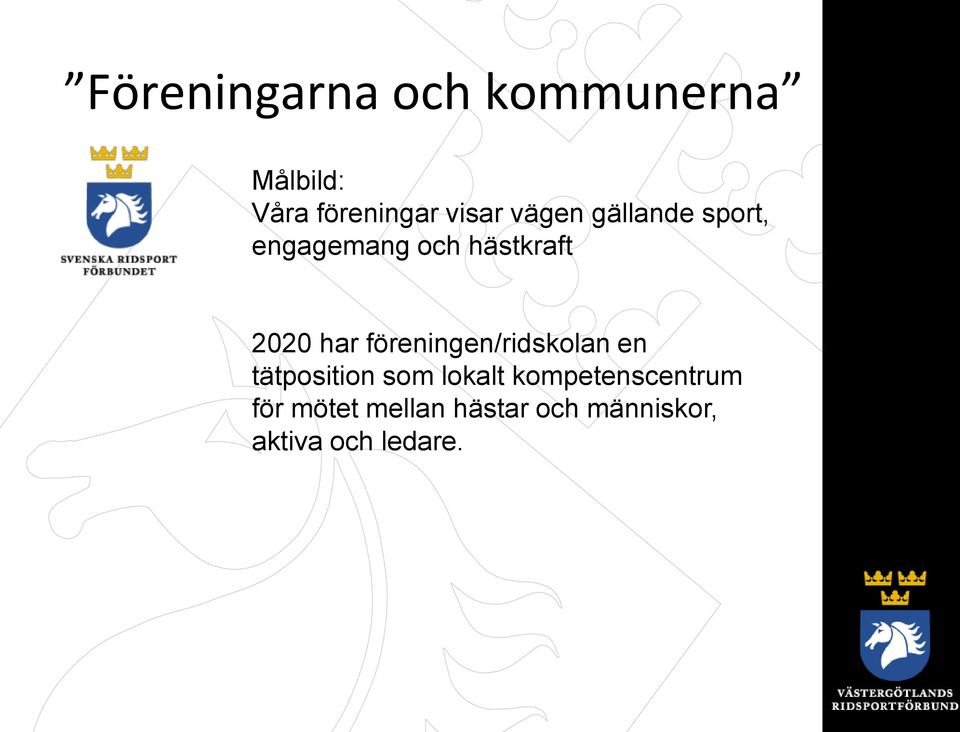 föreningen/ridskolan en tätposition som lokalt