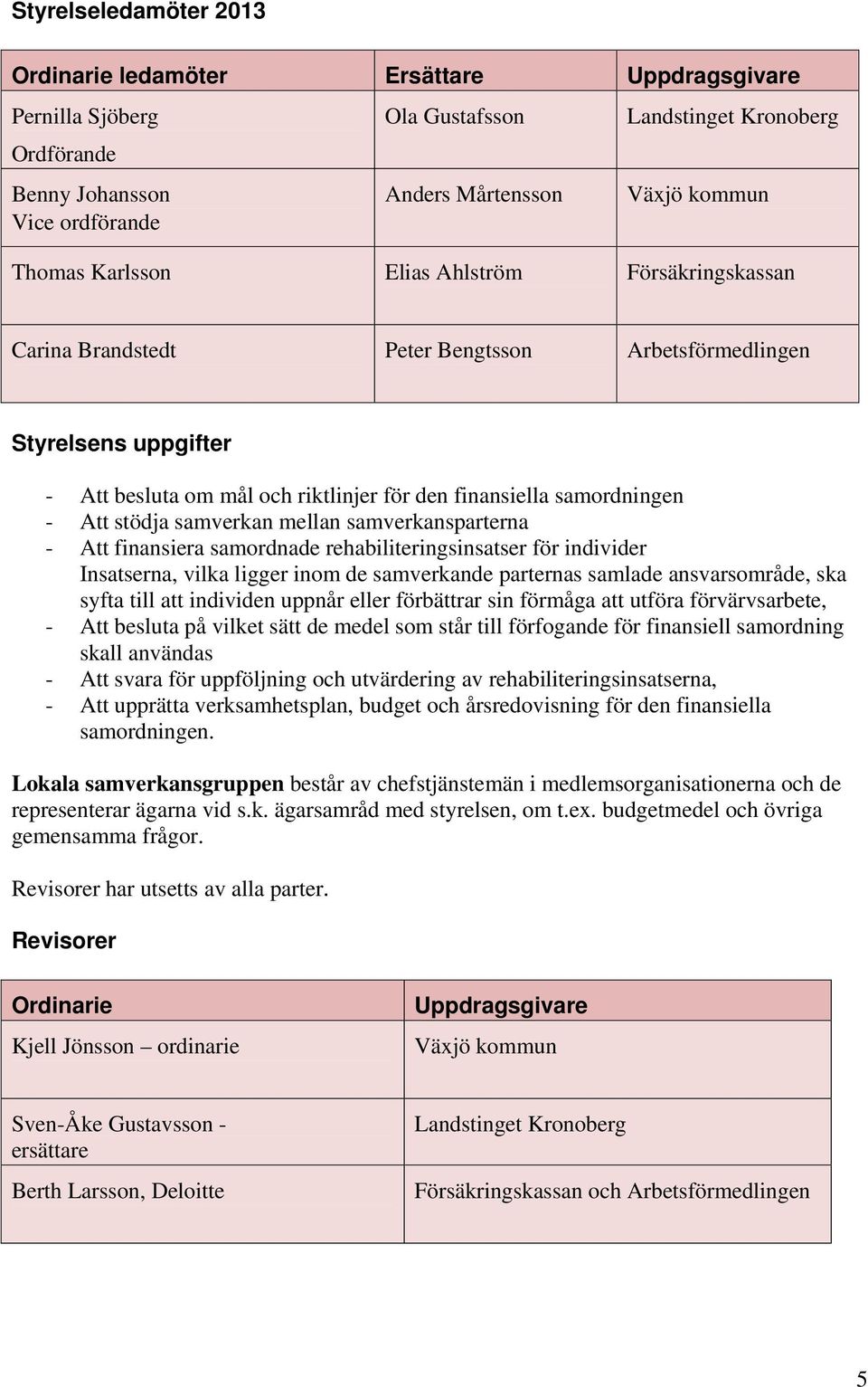 stödja samverkan mellan samverkansparterna - Att finansiera samordnade rehabiliteringsinsatser för individer Insatserna, vilka ligger inom de samverkande parternas samlade ansvarsområde, ska syfta