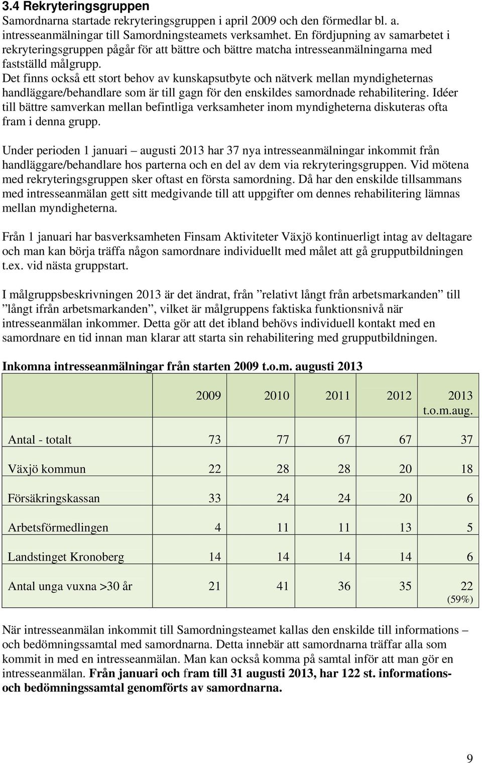 Det finns också ett stort behov av kunskapsutbyte och nätverk mellan myndigheternas handläggare/behandlare som är till gagn för den enskildes samordnade rehabilitering.