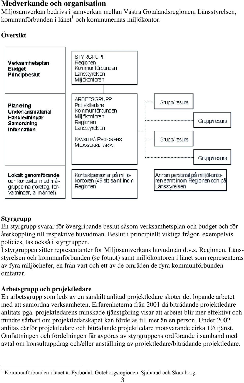 Beslut i principiellt viktiga frågor, exempelvis policies, tas också i styrgruppen. I styrgruppen sitter representanter för Miljösamverkans huvudmän d.v.s. Regionen, Länsstyrelsen och kommunförbunden (se fotnot) samt miljökontoren i länet som representeras av fyra miljöchefer, en från vart och ett av de områden de fyra kommunförbunden omfattar.