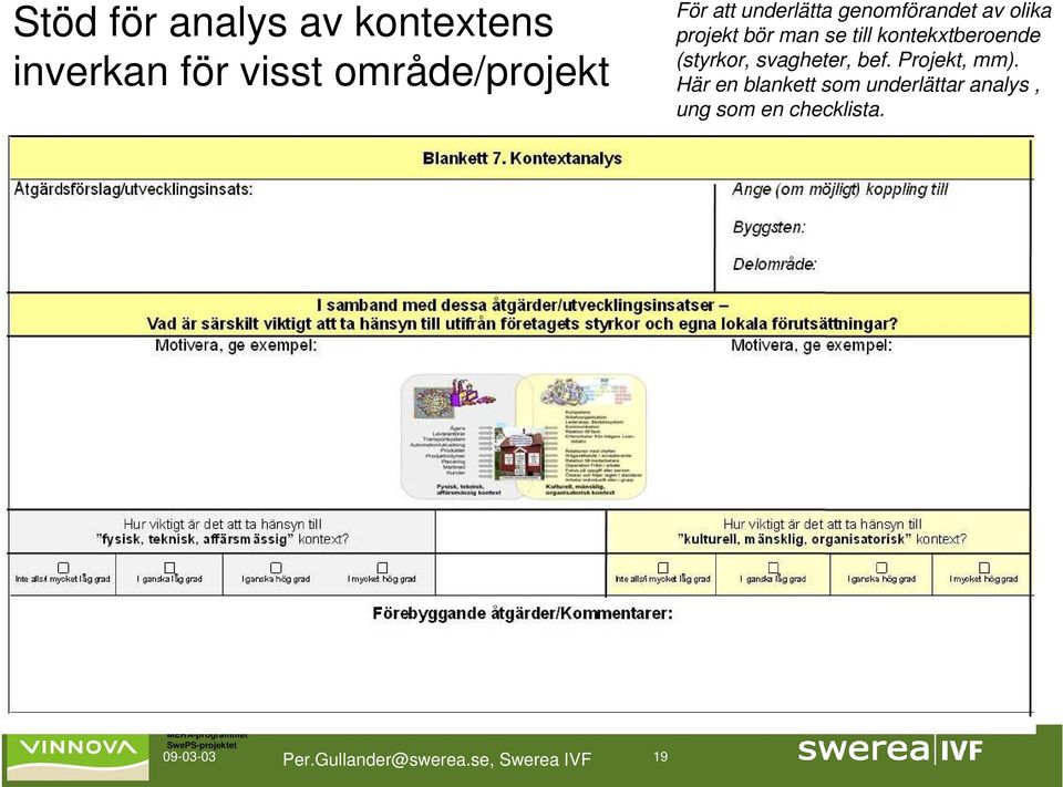 svagheter, bef. Projekt, mm).