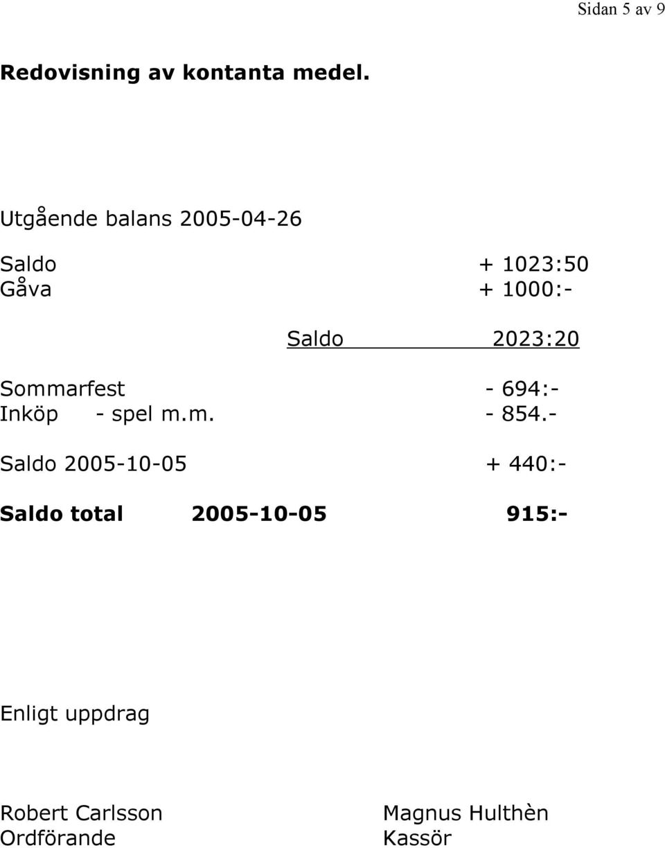 2023:20 Sommarfest - 694:- Inköp - spel m.m. - 854.