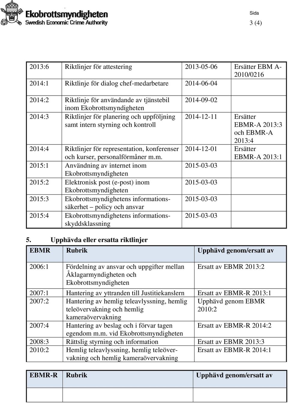 intern styrning och kontroll 2014:4 Riktlinjer för representation, konferenser och kurser, personalförmå