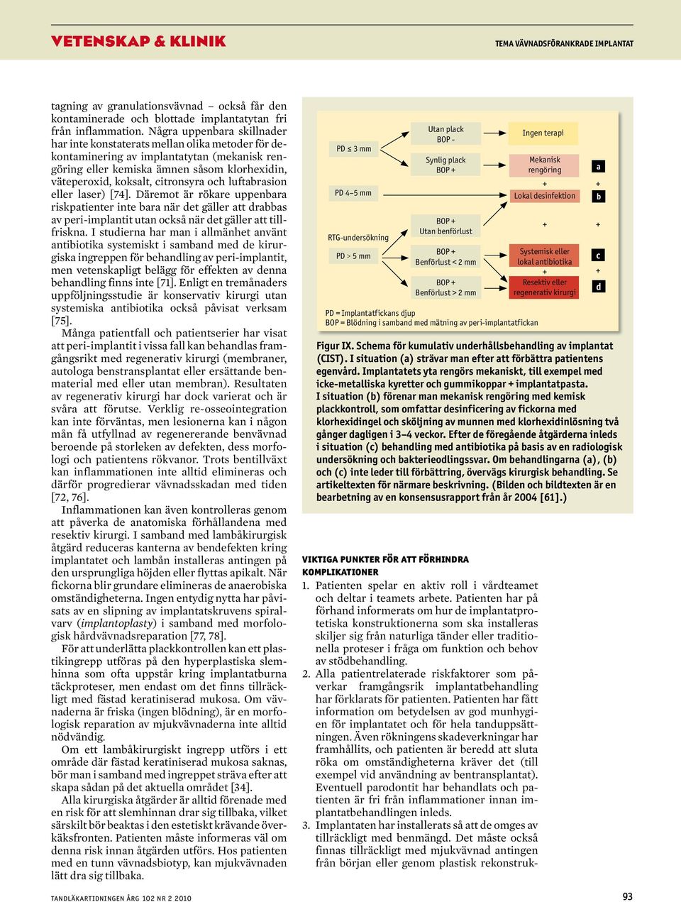 lser) [74]. Däremot är rökre uppenr riskptienter inte r när det gäller tt drs v peri implntit utn också när det gäller tt tillfriskn.