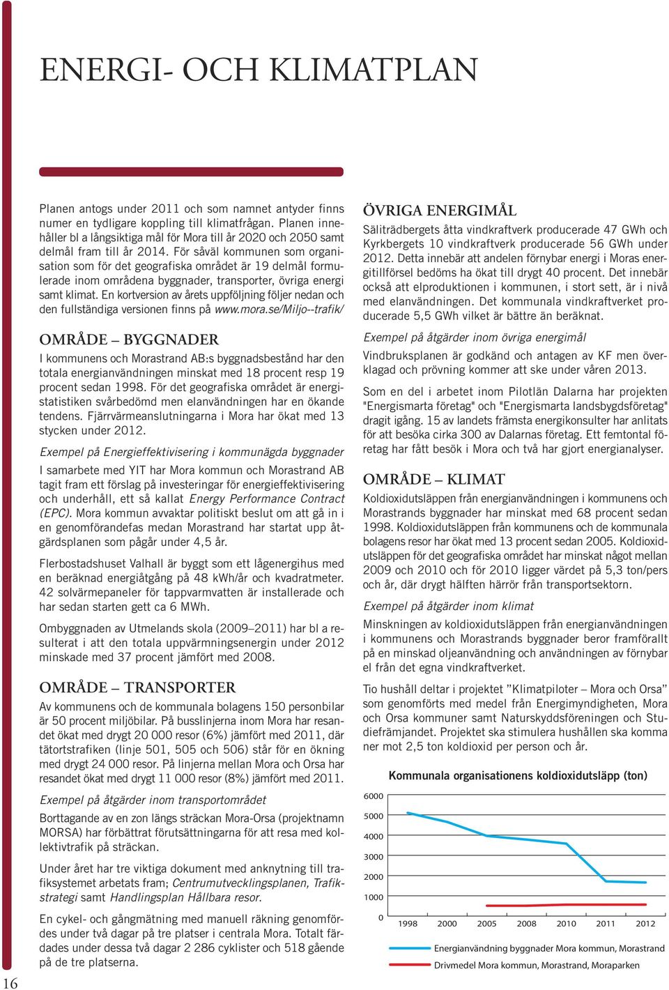 För såväl kommunen som organisation som för det geografiska området är 19 delmål formulerade inom områdena byggnader, transporter, övriga energi samt klimat.