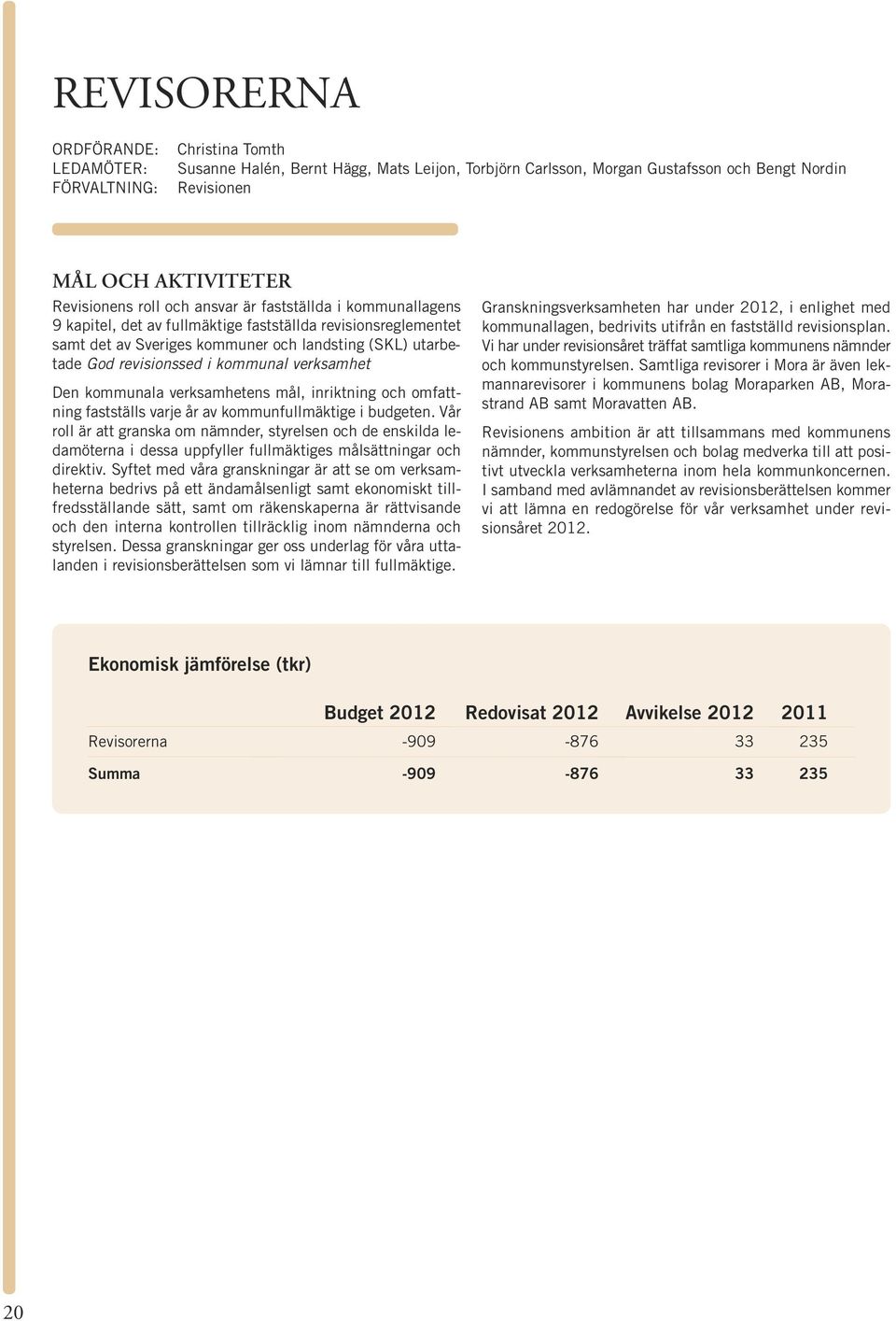 revisionssed i kommunal verksamhet Den kommunala verksamhetens mål, inriktning och omfattning fastställs varje år av kommunfullmäktige i budgeten.