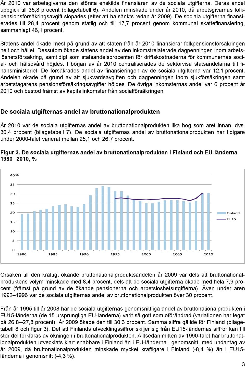 De sociala utgifterna finansierades till 28,4 procent genom statlig och till 17,7 procent genom kommunal skattefinansiering, sammanlagt 46,1 procent.