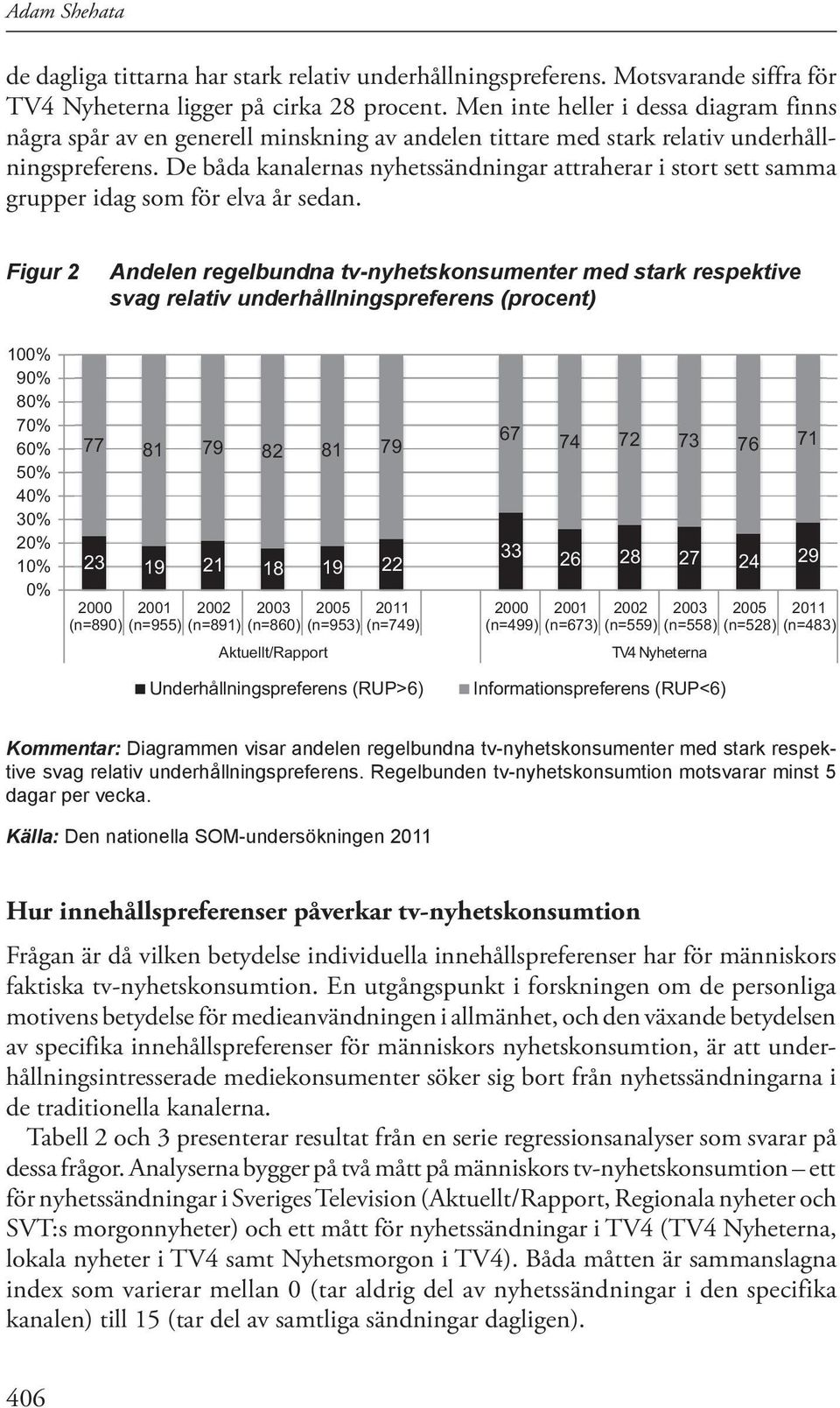 De båda kanalernas nyhetssändningar attraherar i stort sett samma grupper idag som för elva år sedan.