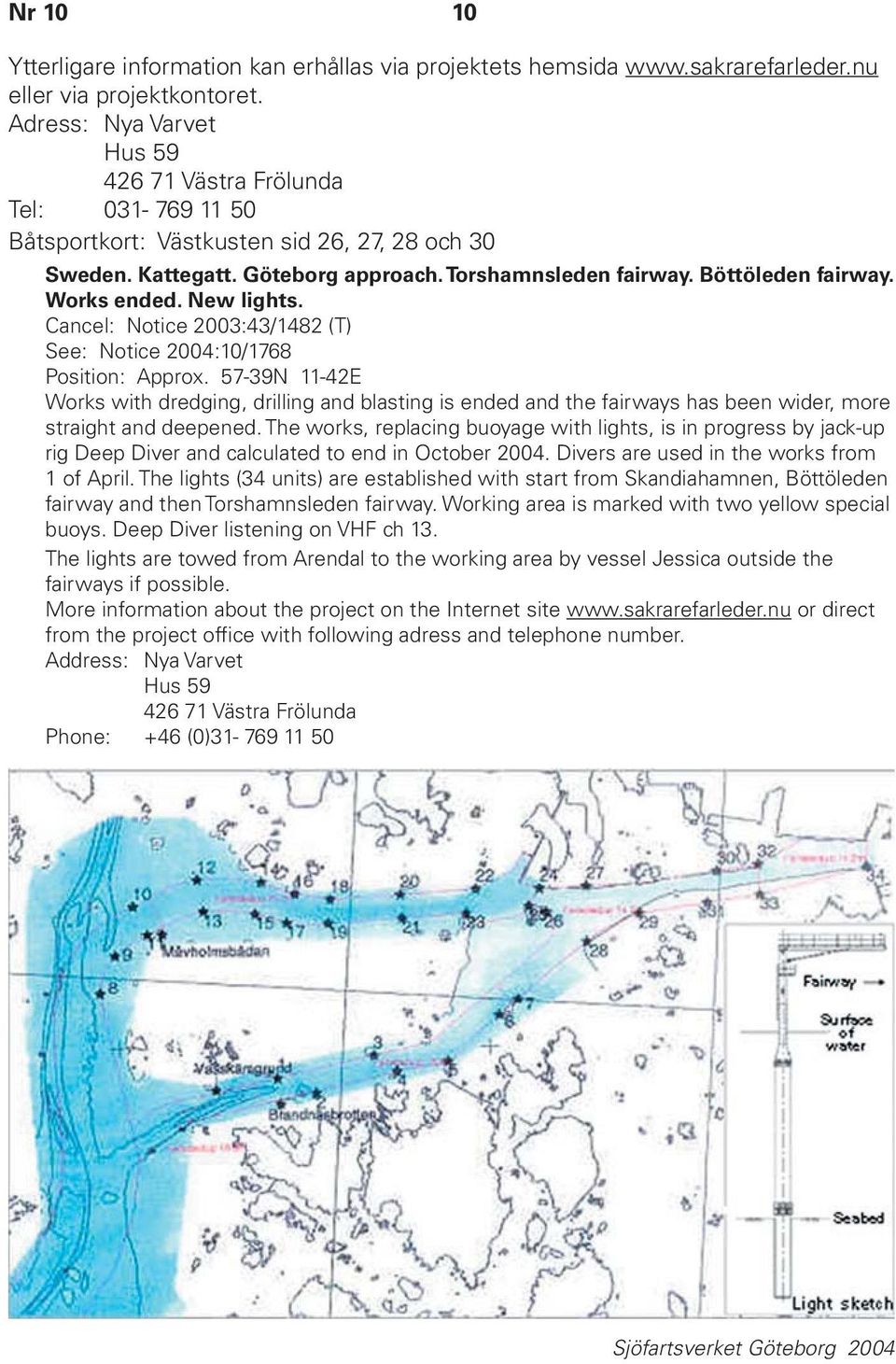 Works ended. New lights. Cancel: Notice 2003:43/1482 (T) See: Notice 2004:10/1768 Position: Approx.