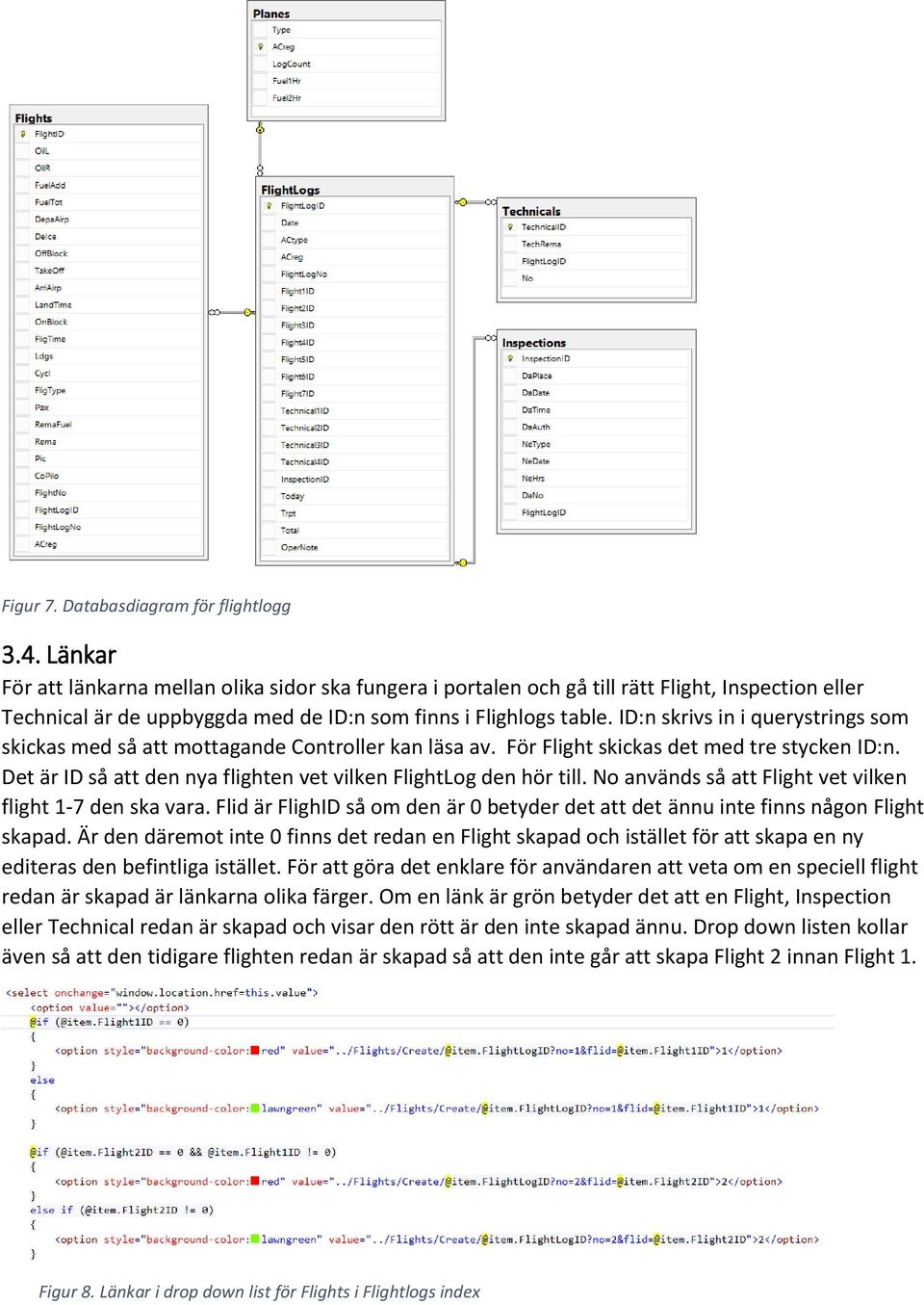 ID:n skrivs in i querystrings som skickas med så att mottagande Controller kan läsa av. För Flight skickas det med tre stycken ID:n.