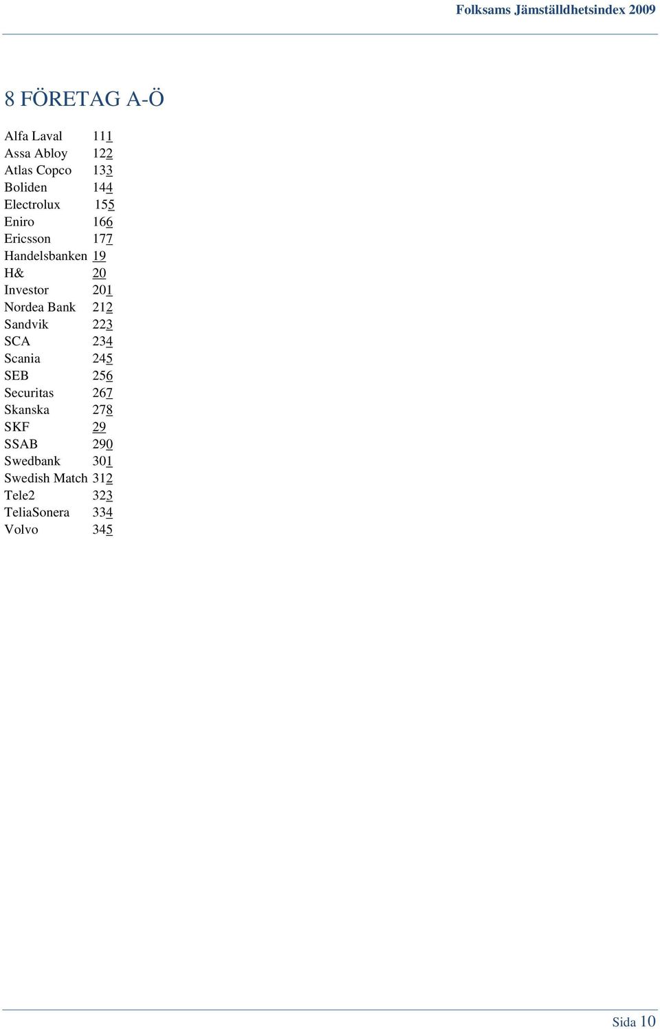 Nordea Bank 212 Sandvik 223 SCA 234 Scania 245 SEB 256 Securitas 267 Skanska