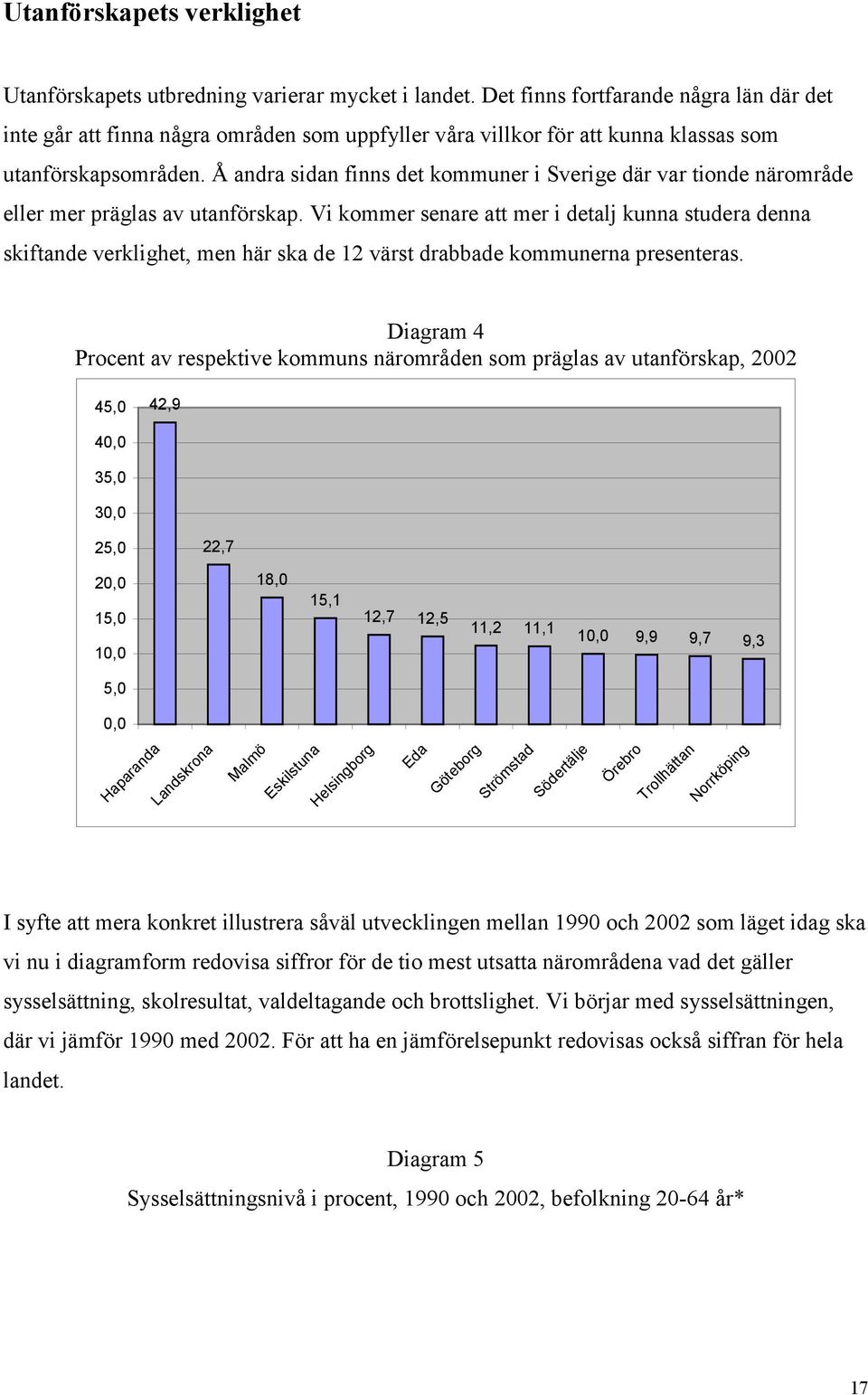 Å andra sidan finns det kommuner i Sverige där var tionde närområde eller mer präglas av utanförskap.