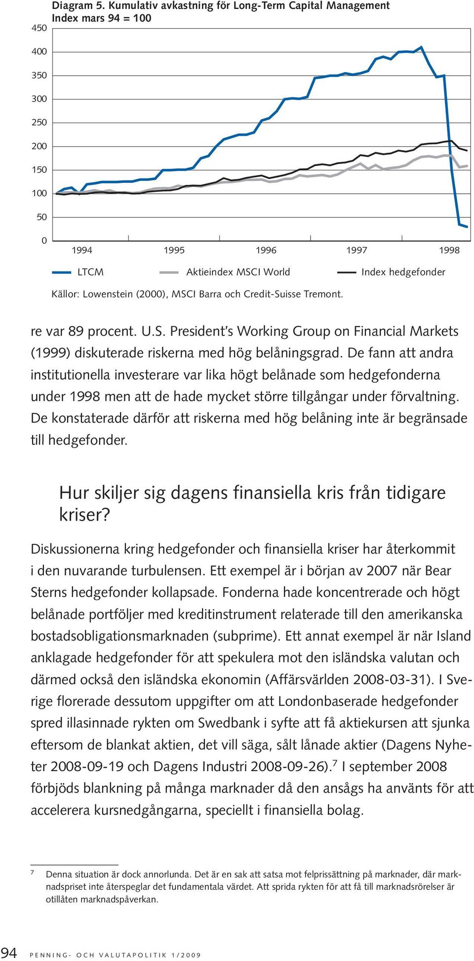 Credit-Suisse Tremont. re var 89 procent. U.S. President s Working Group on Financial Markets (1999) diskuterade riskerna med hög belåningsgrad.