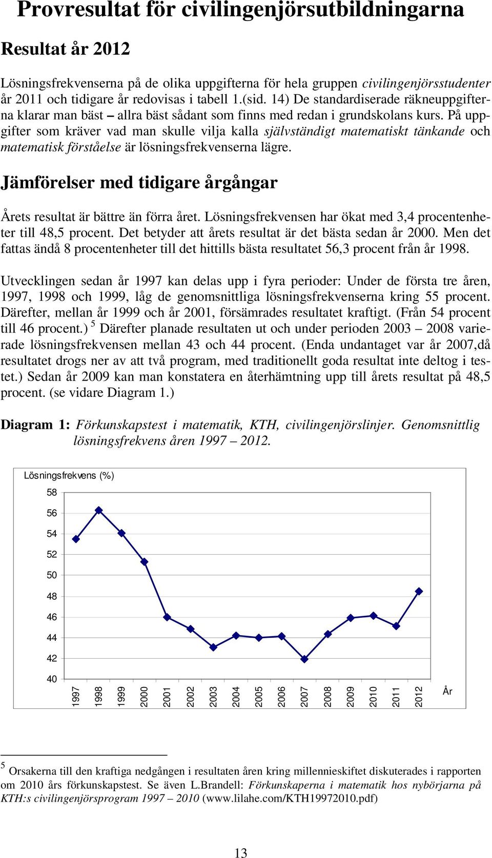 På uppgifter som kräver vad man skulle vilja kalla självständigt matematiskt tänkande och matematisk förståelse är lösningsfrekvenserna lägre.