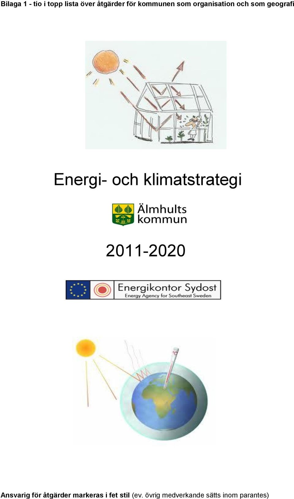 och klimatstrategi 2011-2020 Ansvarig för åtgärder