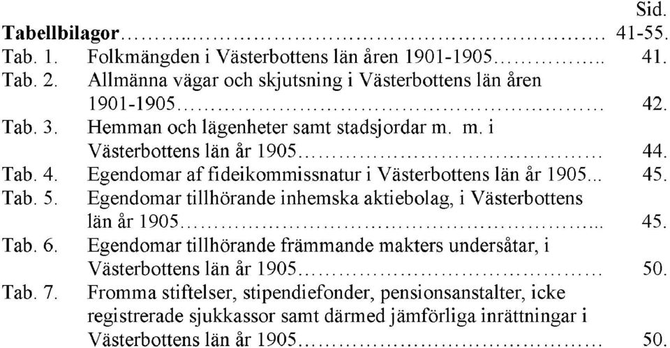 Egendomar tillhörande inhemska aktiebolag, i Västerbottens län år 1905... 45. Tab. 6.