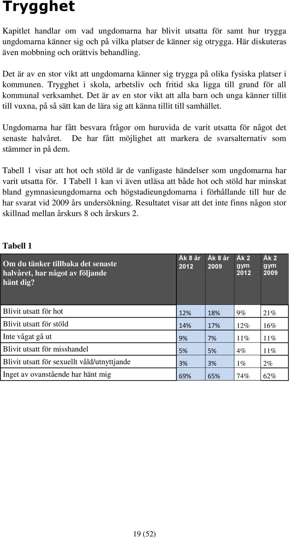 Trygghet i skola, arbetsliv och fritid ska ligga till grund för all kommunal verksamhet.