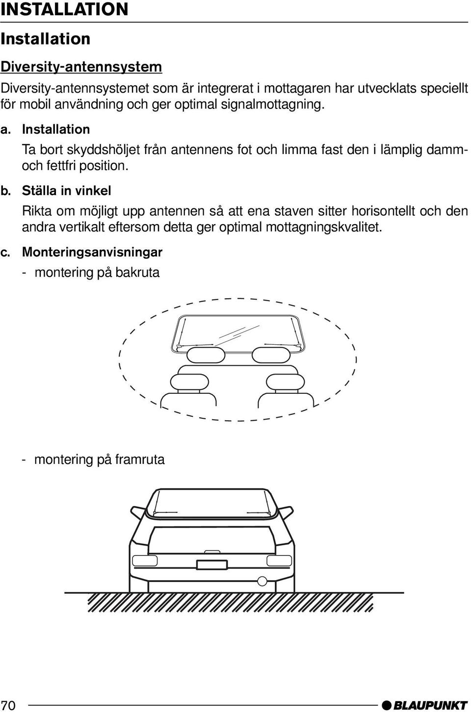 b. Ställa in vinkel Rikta om möjligt upp antennen så att ena staven sitter horisontellt och den andra vertikalt eftersom detta ger