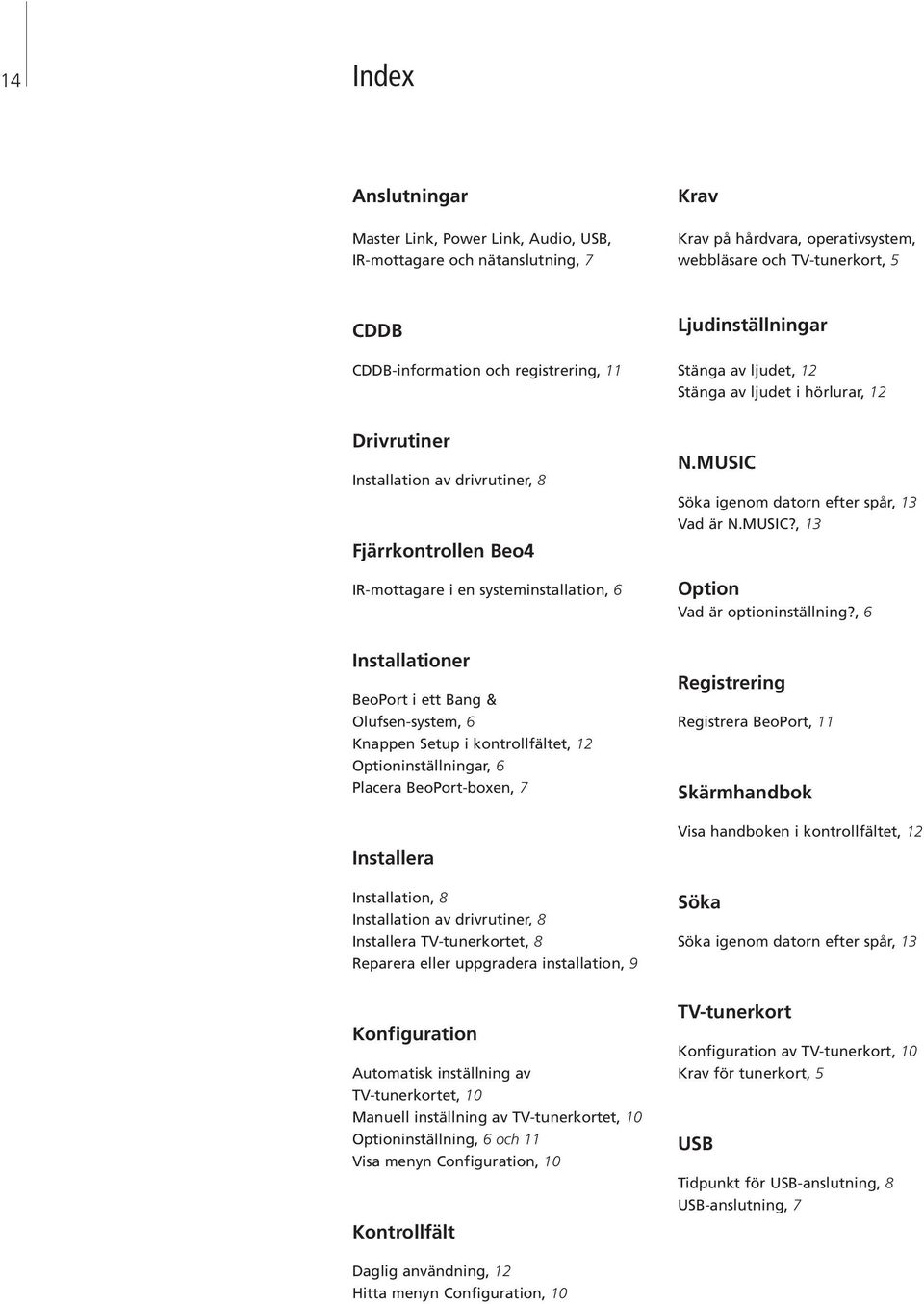 MUSIC Söka igenom datorn efter spår, 13 Vad är N.MUSIC?, 13 Option Vad är optioninställning?