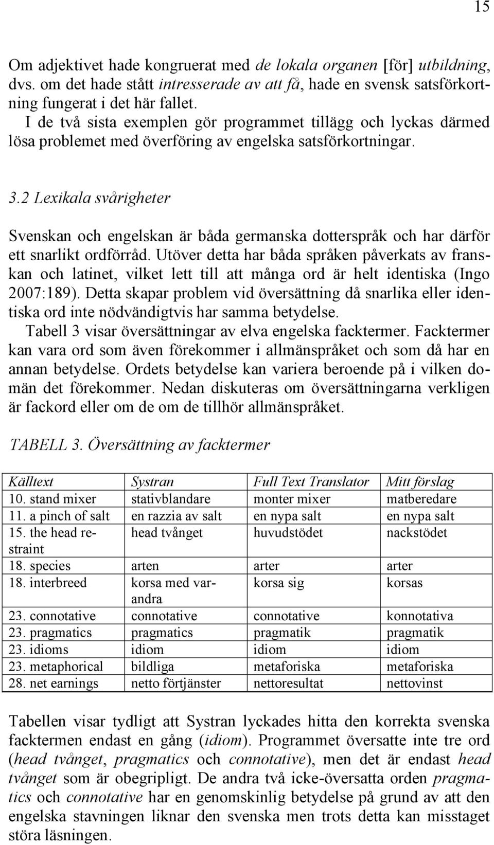 2 Lexikala svårigheter Svenskan och engelskan är båda germanska dotterspråk och har därför ett snarlikt ordförråd.