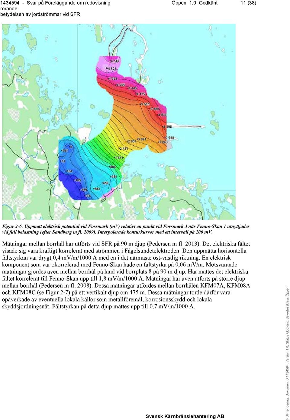 Det elektriska fältet visade sig vara kraftigt korrelerat med strömmen i Fågelsundetelektroden.