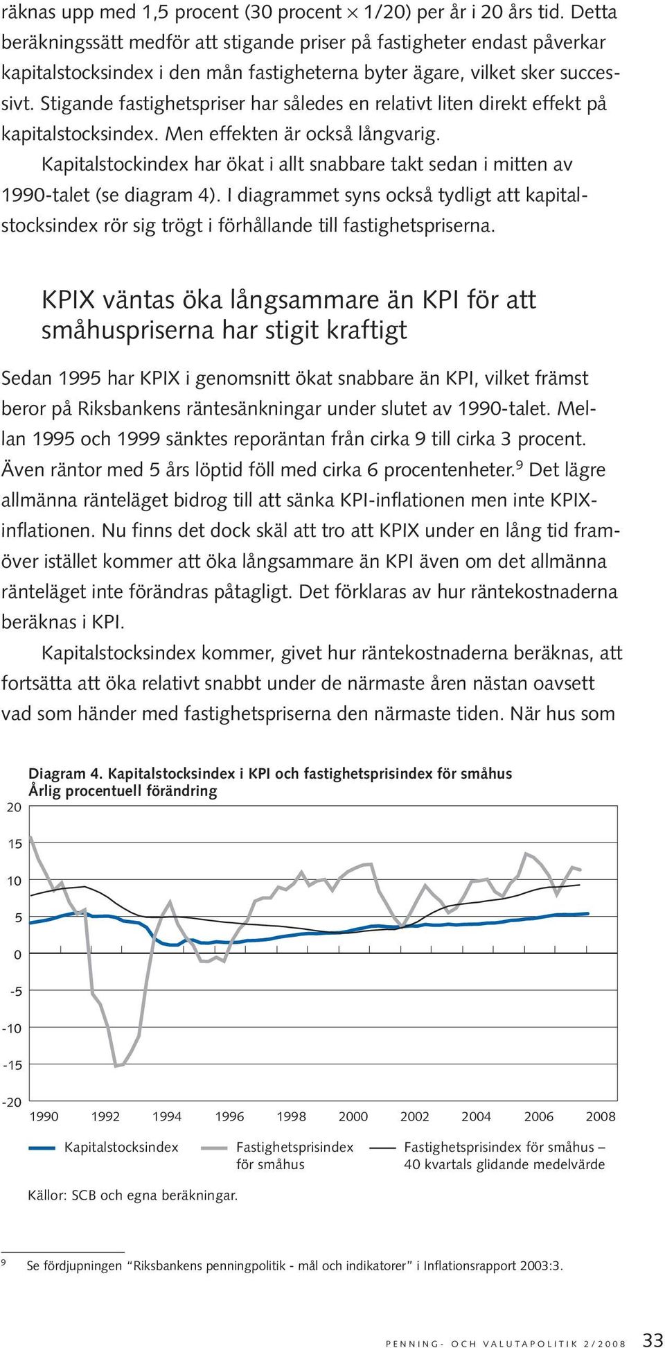 Stigande fastighetspriser har således en relativt liten direkt effekt på kapitalstocksindex. Men effekten är också långvarig.