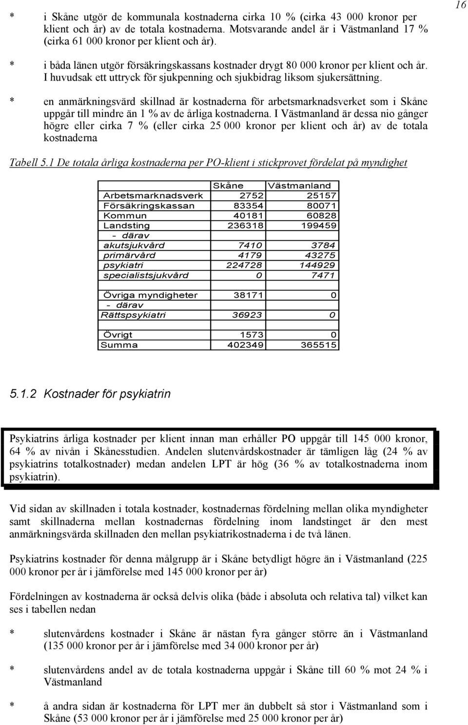 * en anmärkningsvärd skillnad är kostnaderna för arbetsmarknadsverket som i Skåne uppgår till mindre än 1 % av de årliga kostnaderna.