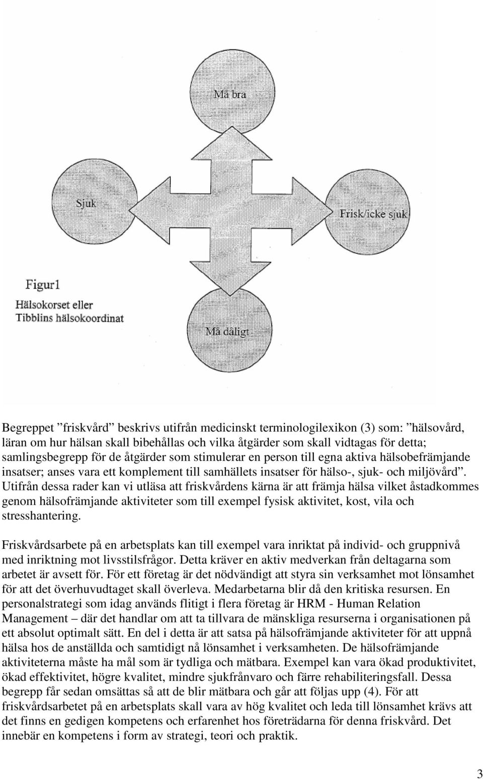 Utifrån dessa rader kan vi utläsa att friskvårdens kärna är att främja hälsa vilket åstadkommes genom hälsofrämjande aktiviteter som till exempel fysisk aktivitet, kost, vila och stresshantering.